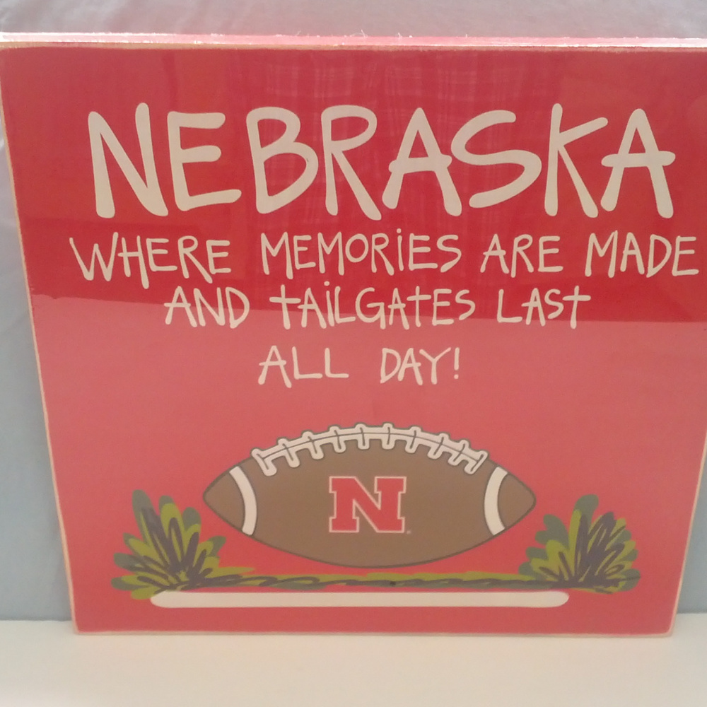 Nebraska huskers football  red wood wall hanging